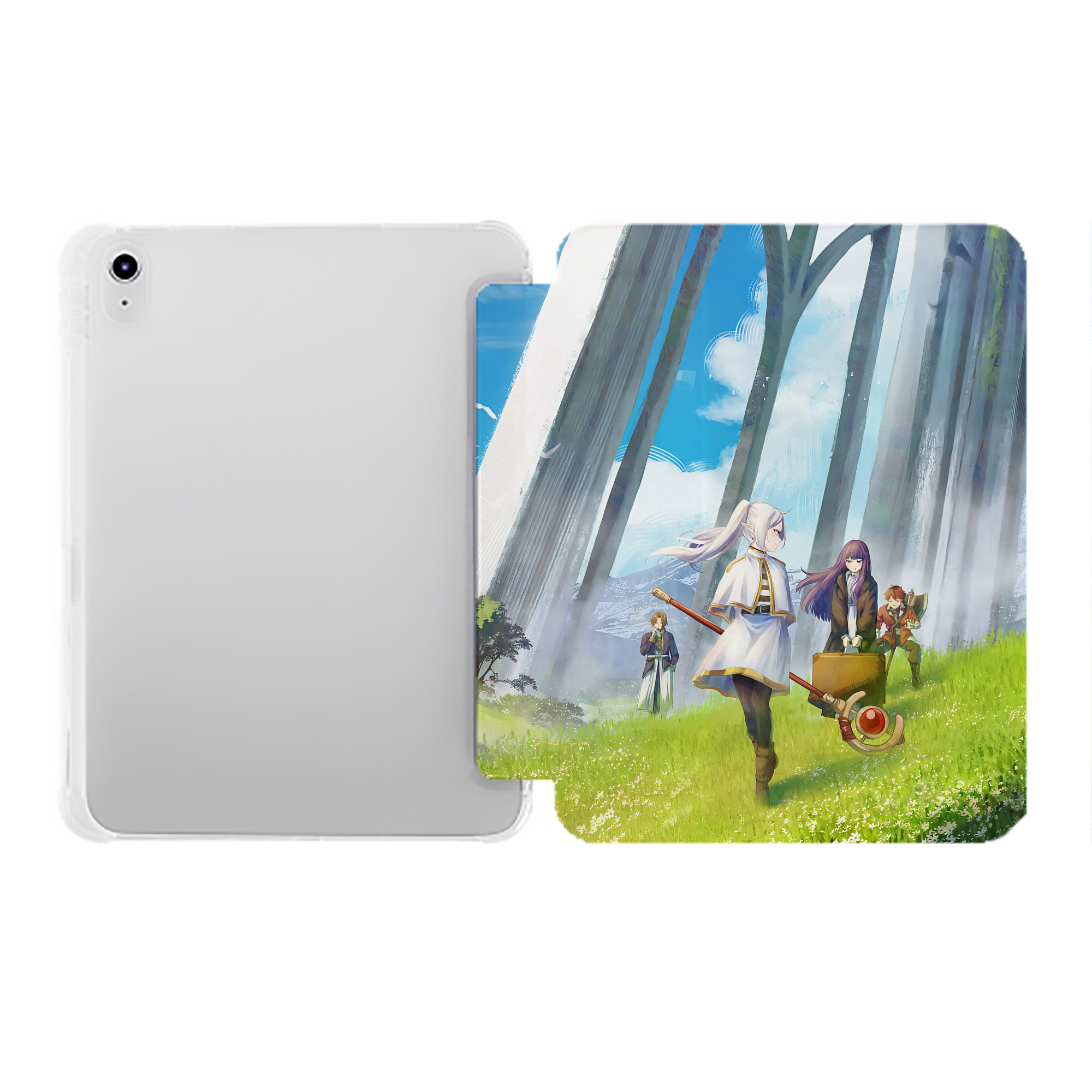 （画像用） 葬送のフリーレン Frieren IPad ケース ペン収納付き 三つ折りスタンド PUレザー×シリコン 対応機種9.5/10.5/10.9インチ